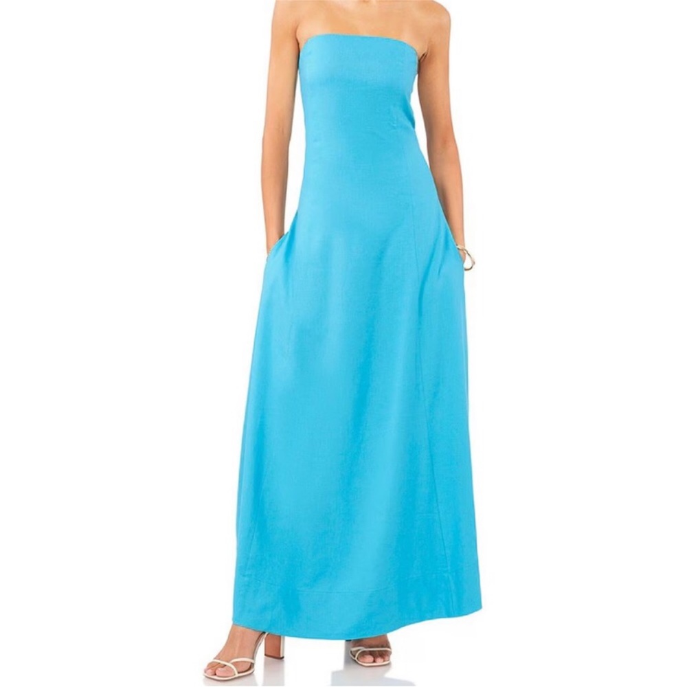 🆕 1 State Turquoise Strapless maxi dress.
